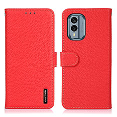 Handytasche Stand Schutzhülle Flip Leder Hülle B01H für Nokia X30 5G Rot