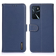 Handytasche Stand Schutzhülle Flip Leder Hülle B01H für Oppo A16 Blau