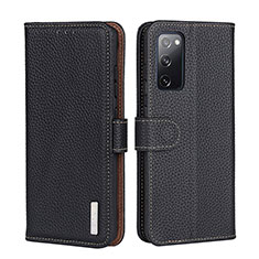 Handytasche Stand Schutzhülle Flip Leder Hülle B01H für Samsung Galaxy A02s Schwarz