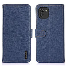 Handytasche Stand Schutzhülle Flip Leder Hülle B01H für Samsung Galaxy A03 Blau