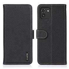 Handytasche Stand Schutzhülle Flip Leder Hülle B01H für Samsung Galaxy A03 Schwarz