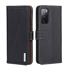 Handytasche Stand Schutzhülle Flip Leder Hülle B01H für Samsung Galaxy A03s Schwarz