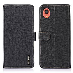 Handytasche Stand Schutzhülle Flip Leder Hülle B01H für Samsung Galaxy A22 5G SC-56B Schwarz