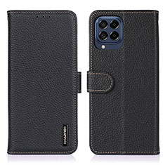 Handytasche Stand Schutzhülle Flip Leder Hülle B01H für Samsung Galaxy M53 5G Schwarz