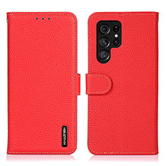 Handytasche Stand Schutzhülle Flip Leder Hülle B01H für Samsung Galaxy S22 Ultra 5G Rot