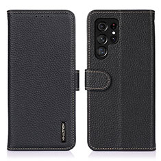 Handytasche Stand Schutzhülle Flip Leder Hülle B01H für Samsung Galaxy S22 Ultra 5G Schwarz