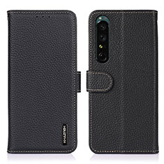 Handytasche Stand Schutzhülle Flip Leder Hülle B01H für Sony Xperia 1 IV Schwarz