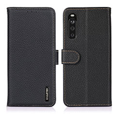 Handytasche Stand Schutzhülle Flip Leder Hülle B01H für Sony Xperia 10 III Lite Schwarz