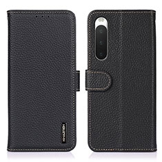 Handytasche Stand Schutzhülle Flip Leder Hülle B01H für Sony Xperia 10 IV Schwarz