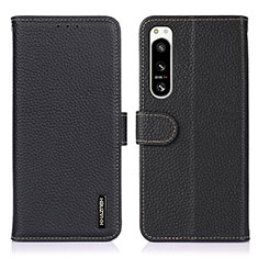 Handytasche Stand Schutzhülle Flip Leder Hülle B01H für Sony Xperia 5 IV Schwarz