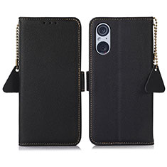 Handytasche Stand Schutzhülle Flip Leder Hülle B01H für Sony Xperia 5 V Schwarz