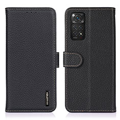 Handytasche Stand Schutzhülle Flip Leder Hülle B01H für Xiaomi Redmi Note 11 4G (2022) Schwarz