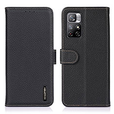 Handytasche Stand Schutzhülle Flip Leder Hülle B01H für Xiaomi Redmi Note 11S 5G Schwarz