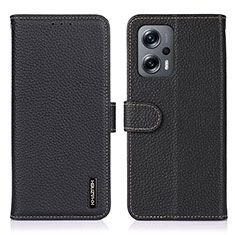 Handytasche Stand Schutzhülle Flip Leder Hülle B01H für Xiaomi Redmi Note 11T Pro 5G Schwarz