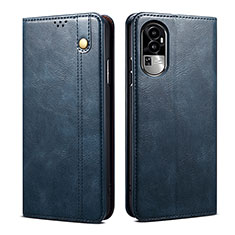 Handytasche Stand Schutzhülle Flip Leder Hülle B01S für Oppo Reno10 Pro+ Plus 5G Blau