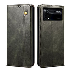 Handytasche Stand Schutzhülle Flip Leder Hülle B01S für Xiaomi Poco X4 Pro 5G Grün