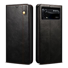 Handytasche Stand Schutzhülle Flip Leder Hülle B01S für Xiaomi Poco X4 Pro 5G Schwarz