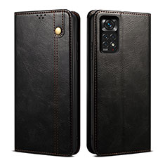 Handytasche Stand Schutzhülle Flip Leder Hülle B01S für Xiaomi Redmi Note 11S 4G Schwarz