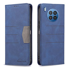Handytasche Stand Schutzhülle Flip Leder Hülle B02F für Huawei Nova 8i Blau