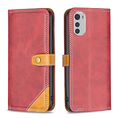 Handytasche Stand Schutzhülle Flip Leder Hülle B02F für Motorola Moto E32s Rot