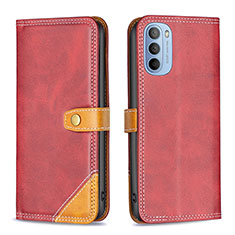 Handytasche Stand Schutzhülle Flip Leder Hülle B02F für Motorola Moto G41 Rot