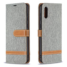 Handytasche Stand Schutzhülle Flip Leder Hülle B02F für Samsung Galaxy A02 Grau