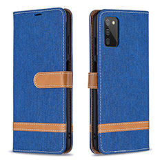 Handytasche Stand Schutzhülle Flip Leder Hülle B02F für Samsung Galaxy A02s Blau