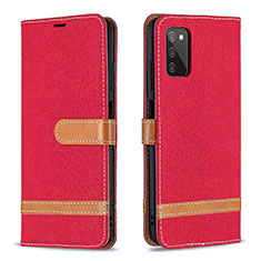 Handytasche Stand Schutzhülle Flip Leder Hülle B02F für Samsung Galaxy A02s Rot