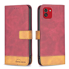 Handytasche Stand Schutzhülle Flip Leder Hülle B02F für Samsung Galaxy A03 Rot