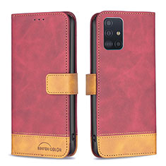 Handytasche Stand Schutzhülle Flip Leder Hülle B02F für Samsung Galaxy A51 5G Rot