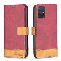 Handytasche Stand Schutzhülle Flip Leder Hülle B02F für Samsung Galaxy A71 5G Rot