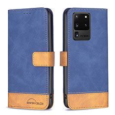 Handytasche Stand Schutzhülle Flip Leder Hülle B02F für Samsung Galaxy S20 Ultra 5G Blau