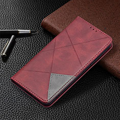 Handytasche Stand Schutzhülle Flip Leder Hülle B02F für Samsung Galaxy S22 5G Rot