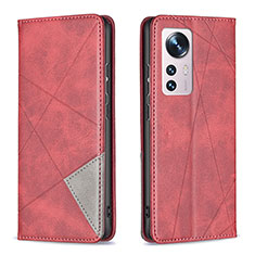 Handytasche Stand Schutzhülle Flip Leder Hülle B02F für Xiaomi Mi 12 Pro 5G Rot
