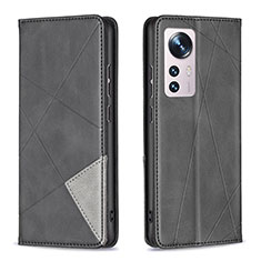 Handytasche Stand Schutzhülle Flip Leder Hülle B02F für Xiaomi Mi 12S 5G Schwarz