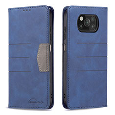 Handytasche Stand Schutzhülle Flip Leder Hülle B02F für Xiaomi Poco X3 NFC Blau