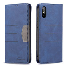 Handytasche Stand Schutzhülle Flip Leder Hülle B02F für Xiaomi Redmi 9AT Blau