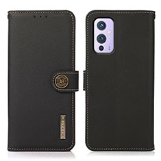 Handytasche Stand Schutzhülle Flip Leder Hülle B02H für OnePlus 9 5G Schwarz