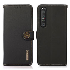 Handytasche Stand Schutzhülle Flip Leder Hülle B02H für Sony Xperia 1 III Schwarz