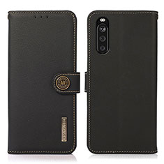 Handytasche Stand Schutzhülle Flip Leder Hülle B02H für Sony Xperia 10 III Lite Schwarz