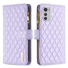 Handytasche Stand Schutzhülle Flip Leder Hülle B03F für Motorola Moto E32 Violett