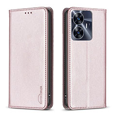 Handytasche Stand Schutzhülle Flip Leder Hülle B03F für Realme C55 Rosegold