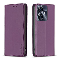 Handytasche Stand Schutzhülle Flip Leder Hülle B03F für Realme C55 Violett