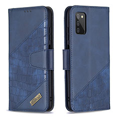 Handytasche Stand Schutzhülle Flip Leder Hülle B03F für Samsung Galaxy A02s Blau