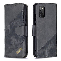 Handytasche Stand Schutzhülle Flip Leder Hülle B03F für Samsung Galaxy A02s Schwarz