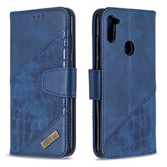 Handytasche Stand Schutzhülle Flip Leder Hülle B03F für Samsung Galaxy A11 Blau