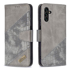 Handytasche Stand Schutzhülle Flip Leder Hülle B03F für Samsung Galaxy A13 5G Dunkelgrau