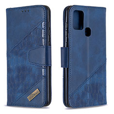 Handytasche Stand Schutzhülle Flip Leder Hülle B03F für Samsung Galaxy A21s Blau