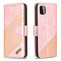 Handytasche Stand Schutzhülle Flip Leder Hülle B03F für Samsung Galaxy A22 5G Rosegold