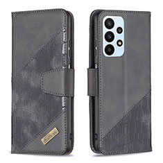 Handytasche Stand Schutzhülle Flip Leder Hülle B03F für Samsung Galaxy A23 4G Schwarz